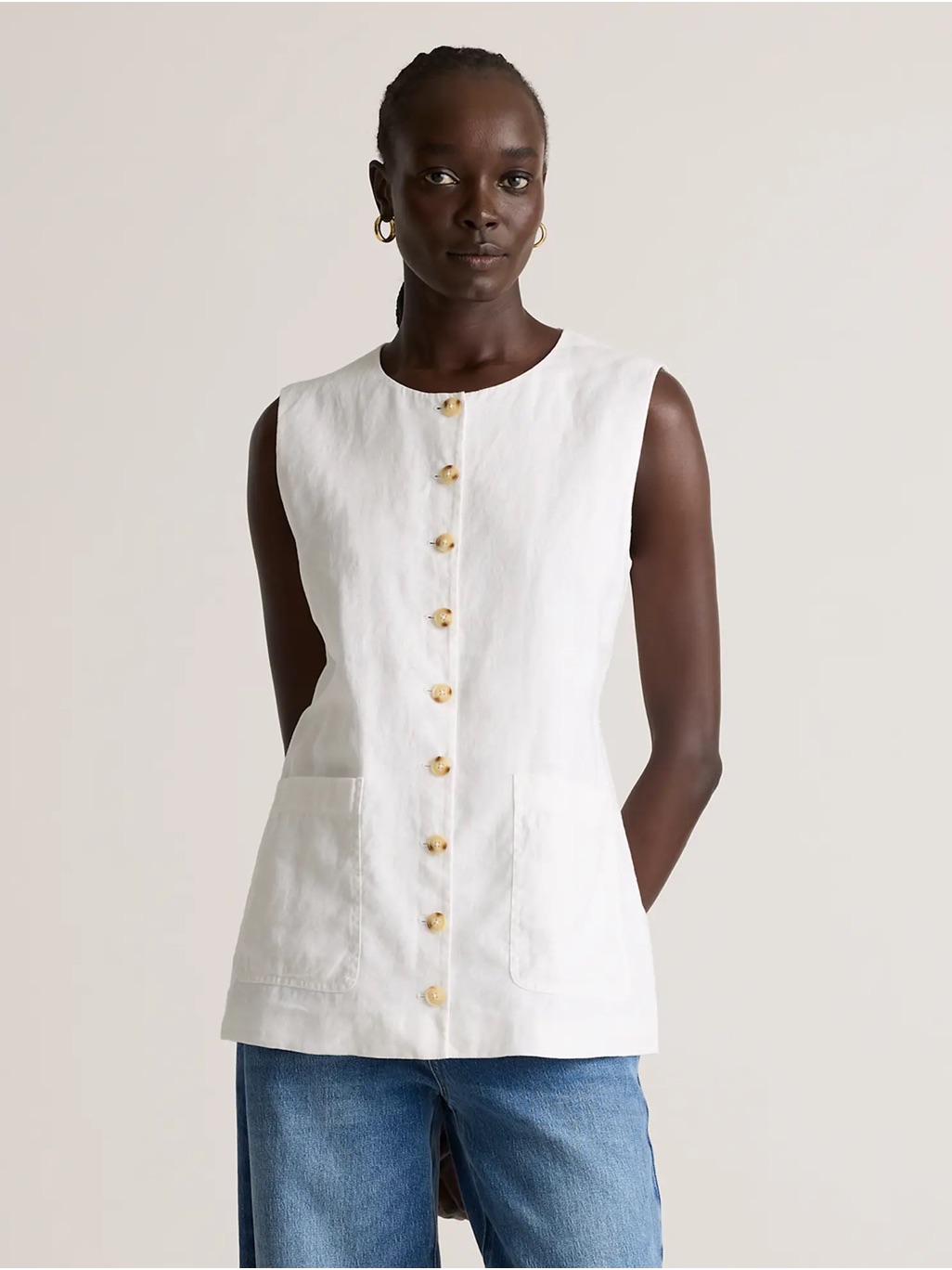 Nwt Quince 100% European Linen Longline Vest